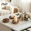 Elegant Candle Stand Holder Tray, Round Wood Decorative Plate, Rustic Tealight for Living Room Pillar Tray Farmhouse, Kitchen, Coffee Table