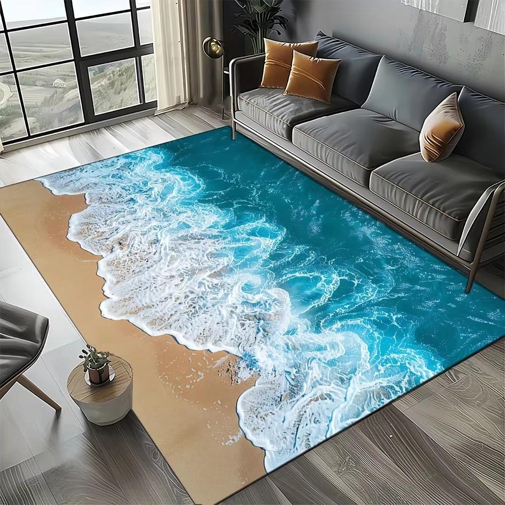 Coastal Beach Sea Style Mat Carpets for Living Room Children's Bedroom Living Room Anti Slip Crawling Rug Living Room Decoration
