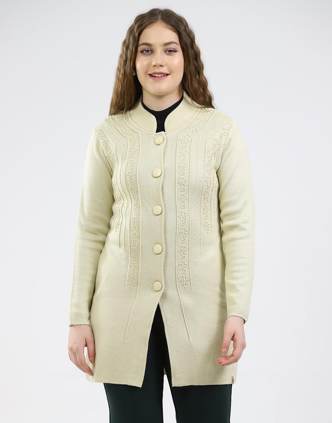 

Monte Carlo Women Round Neck Full Sleeve Knitted Coat 2XL кремовый