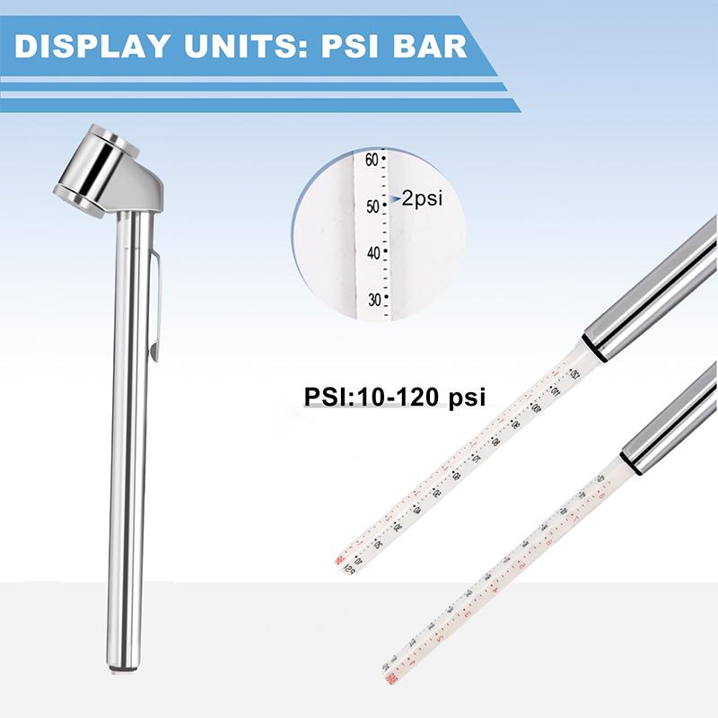 Heavy Duty Pencil Type Tire Pressure Gauge Auto Truck Motorcycle Bike Tester Pen 10-120 Psi Air Measurement Tools Emergency Use