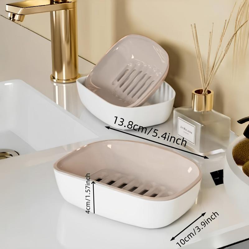 1pc Soap Dish, Double-Layer Drainage, Automatic Draining, Easy To Clean, Suitable for Home Bathroom and Kitchen, High-End Design