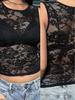 Frühlings-Französische Spitze Ärmelloses Slim-Fit Netzoberteil