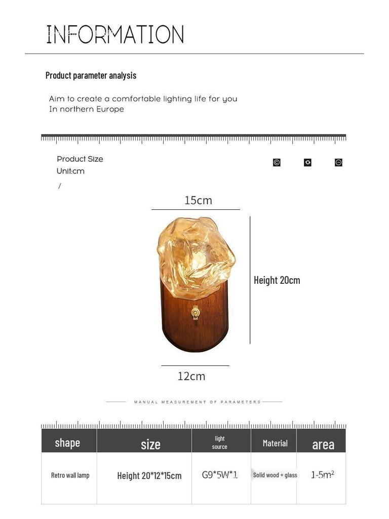 Japanese Retro Minimalist Ice Cube Wall Lamp for Living Room and Master Bedroom