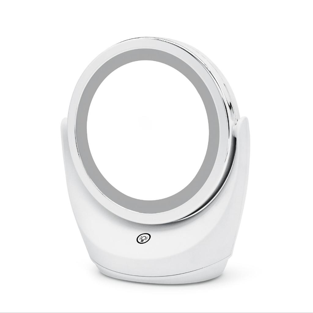 360 Degree LED Cosmetic Mirror 5X Magnification Double Sided Mirror 3 Speed Lights Cosmetic Mirror Adjustable Touch Up Cosmetic