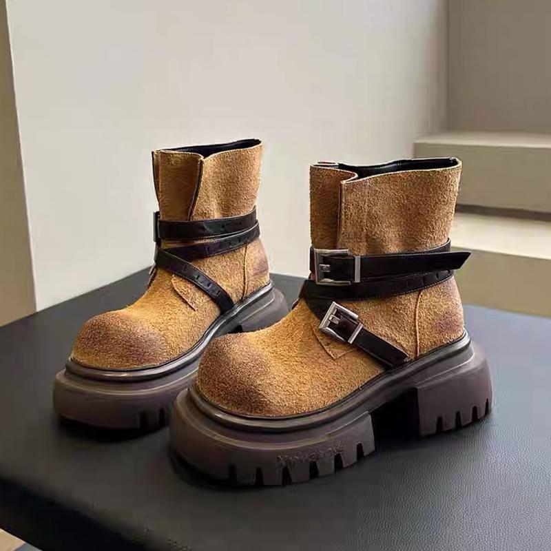 

Женские ботильоны на плоской платформе из замши, зимние дизайнерские туфли, уютные женские ботинки 2025, новые повседневные готические челси, женские ботильоны 40 светло-коричневого