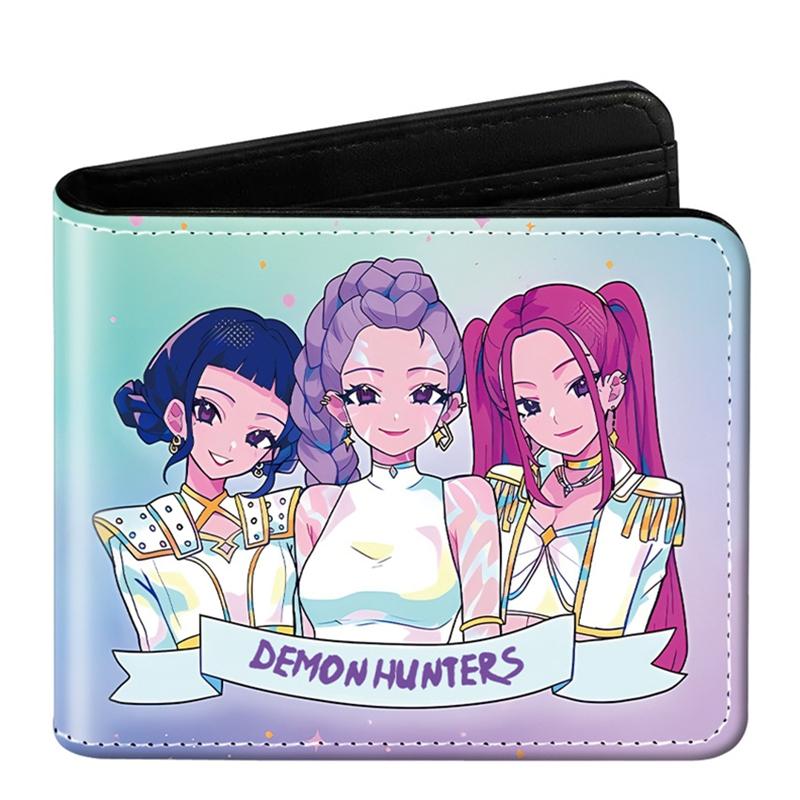 Demon Hunter Pu Anime Cartoon Print Short Wallet Rumi Mira Zoey Saja Storage Bag Birthday Gift