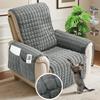Recliner Sofa Covers Flannel Plush Armchair Slipcover with Pockets Relax Recliners Sofa Mat Chair Protector for Living Room Home
