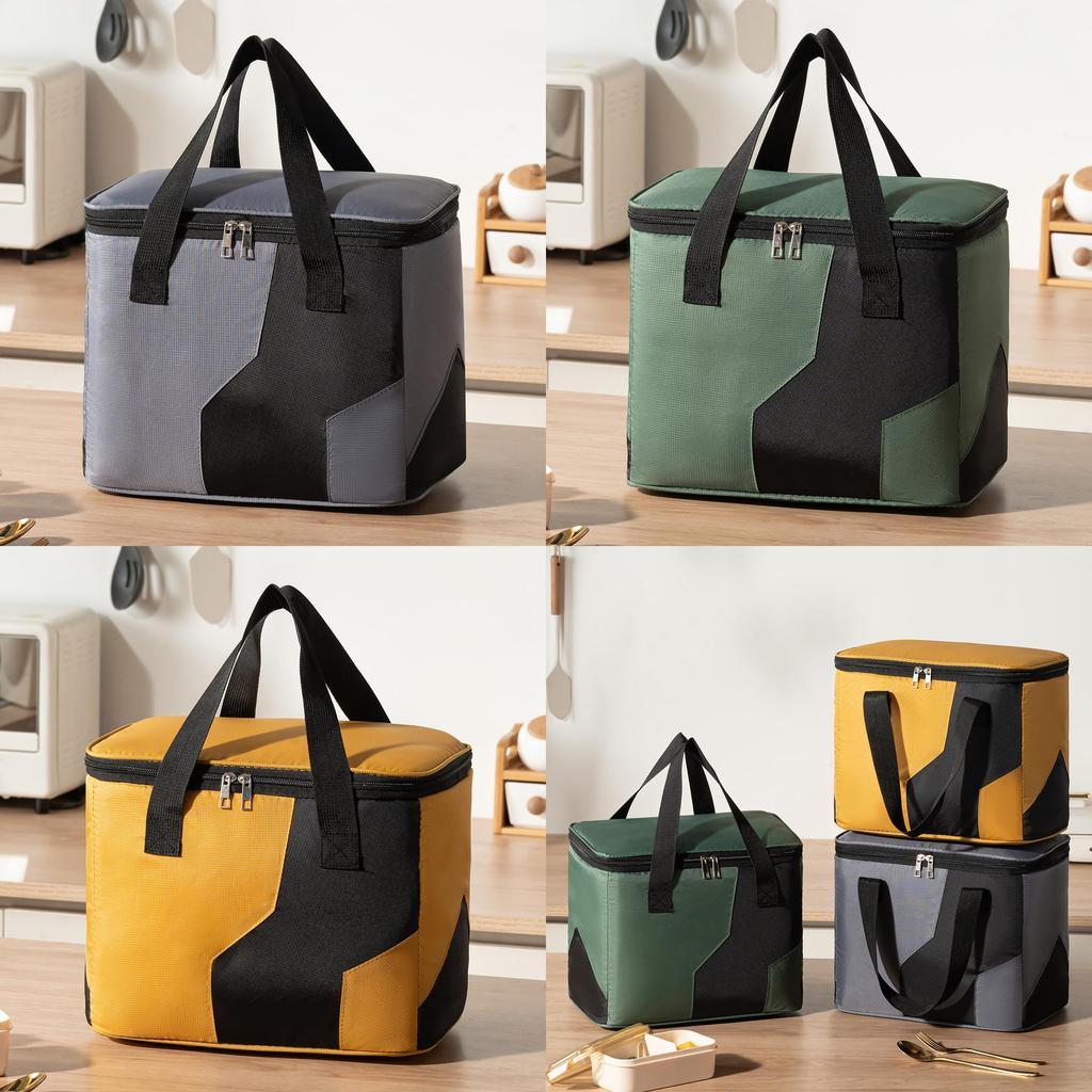 Insulated Food Stylish Storage Bag With Color Blocking Design For Office School