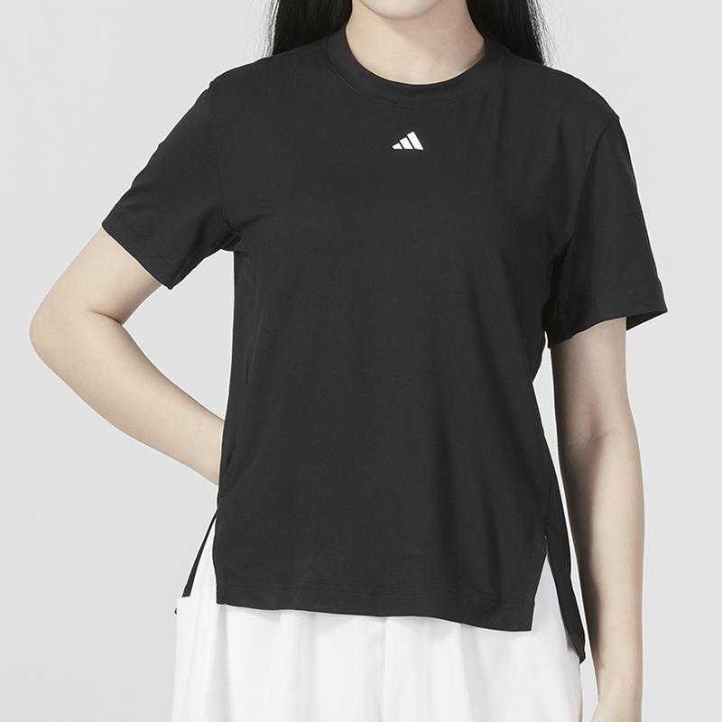 Adidas Logo Print Running Sports Casual Round Neck Short Sleeve T-Shirt Women Tops Black IA7748