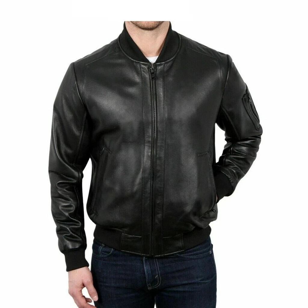 Motorcycle Biker Soft Stylish Men Leather Jacket Black Handmade Genuine Lambskin