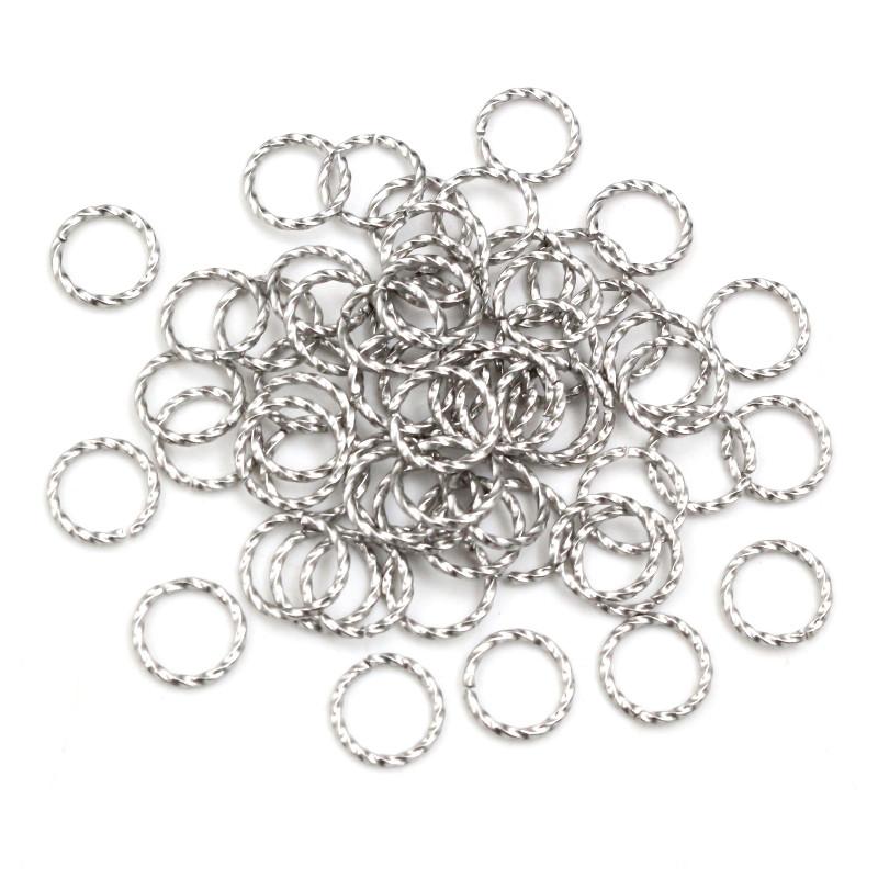 50pcs Stainless Steel 1/1.2mm Thick 6 8 10 12 14mm Twist Open Jump Rings for DIY Jewelry Making Findings for Earrings Necklace