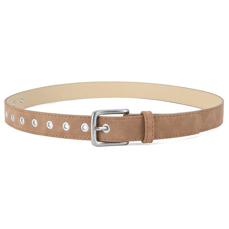 Women's Retro Literary Style Frosted Textured Pin Buckle Belt - Durable PU Leather