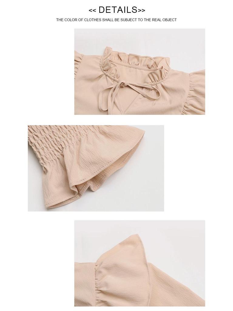 2025 Spring/Summer European & American Ruffle Long Sleeve Women's Shirt