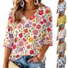 Women's Retro V-Neck Floral Print Lightweight Blouse for Spring Summer