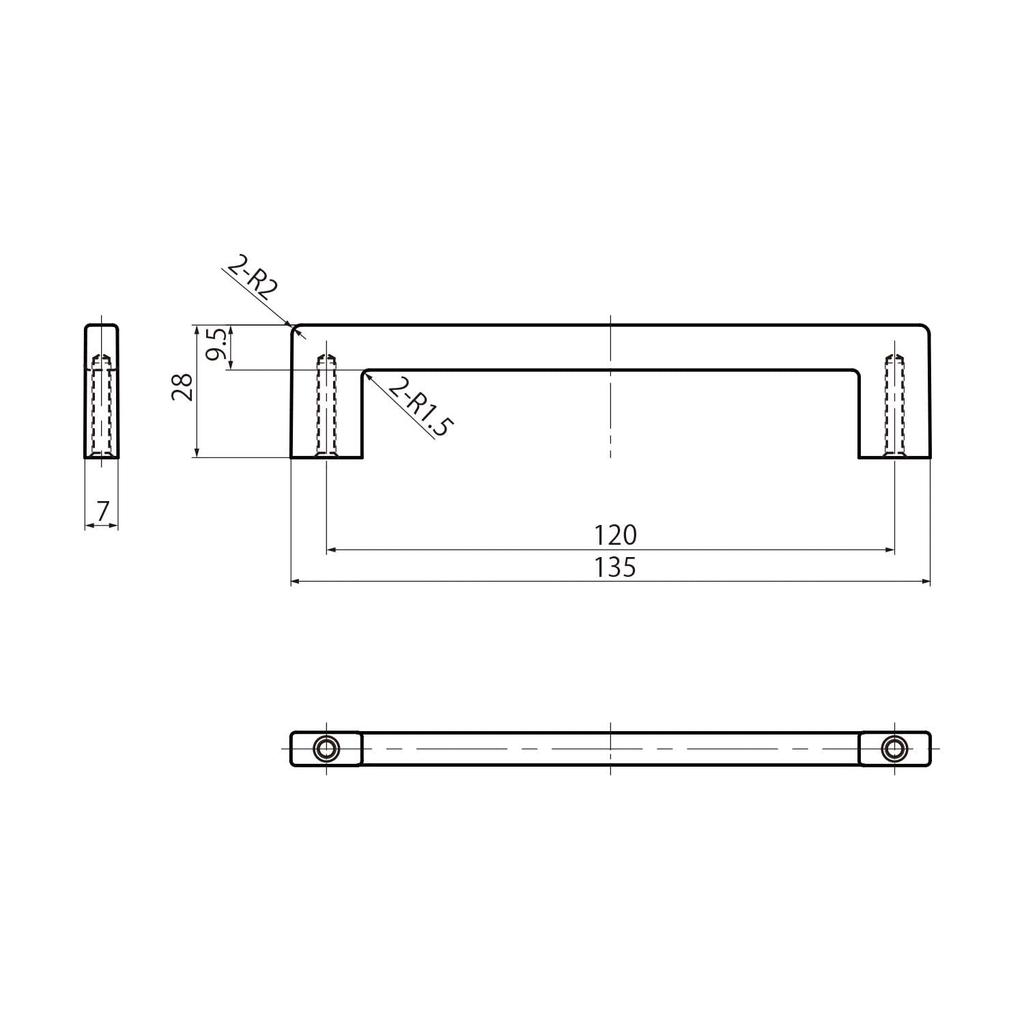 New Hikari Square Handle 120mm Matte White SH-KT120W