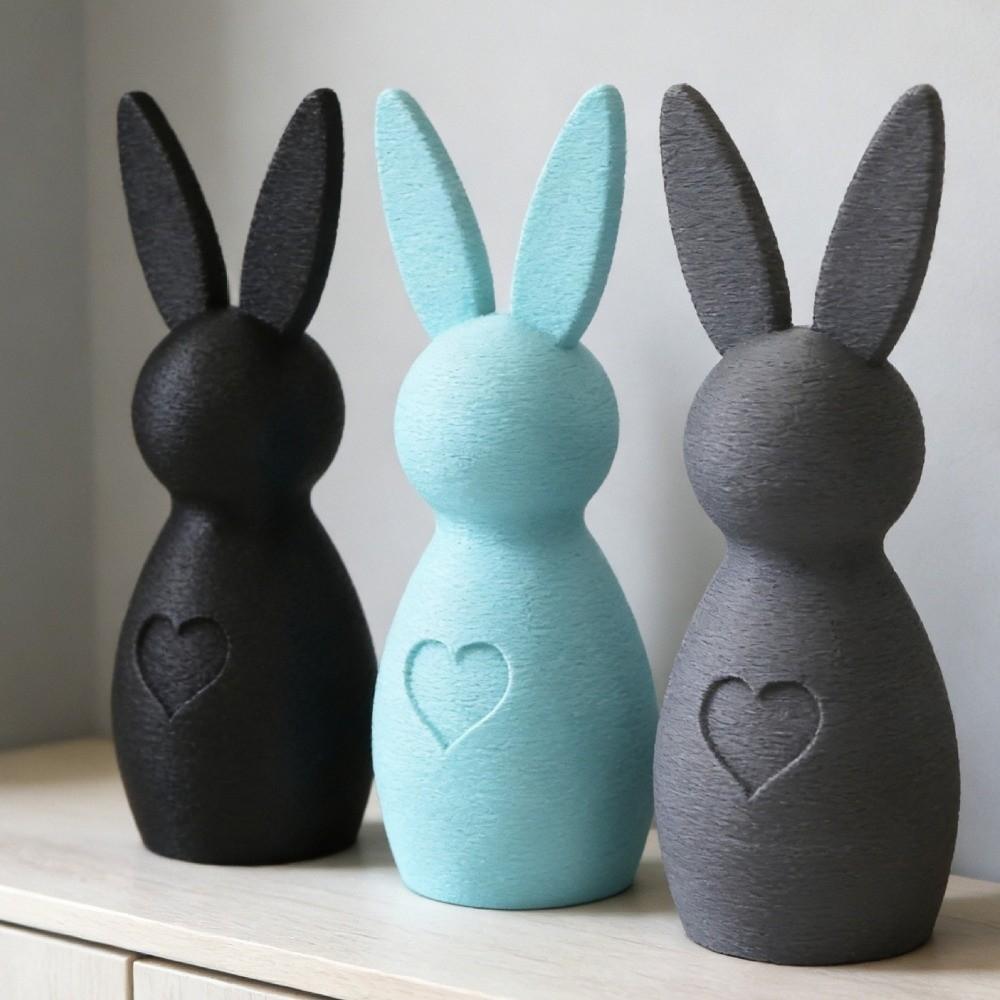 Cute 3D Printed Rabbit Ornament Colorful Heart-Shaped Easter Bunny Ornament Cartoon Easter Bunny Figurine Easter Gifts