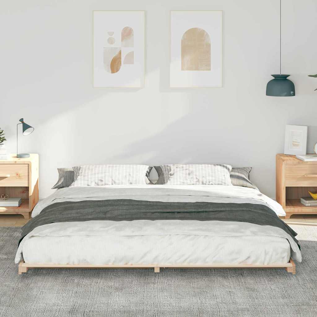 Brown Bed Frame 180 x 220 cm Solid Pine Wood