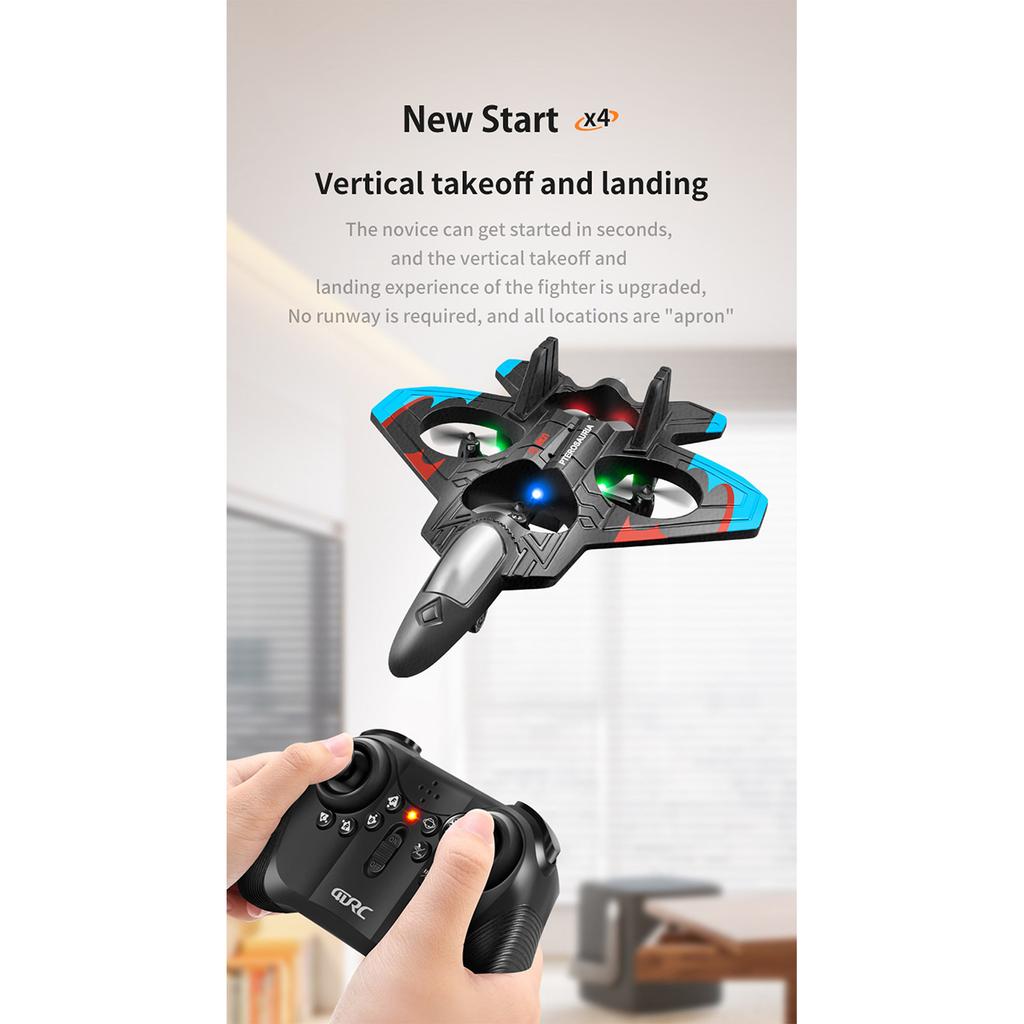 Foam Remote Control Jet Fighter Stunt Plane with LED Lights Remote Control Toy for Boys Ages 6-14