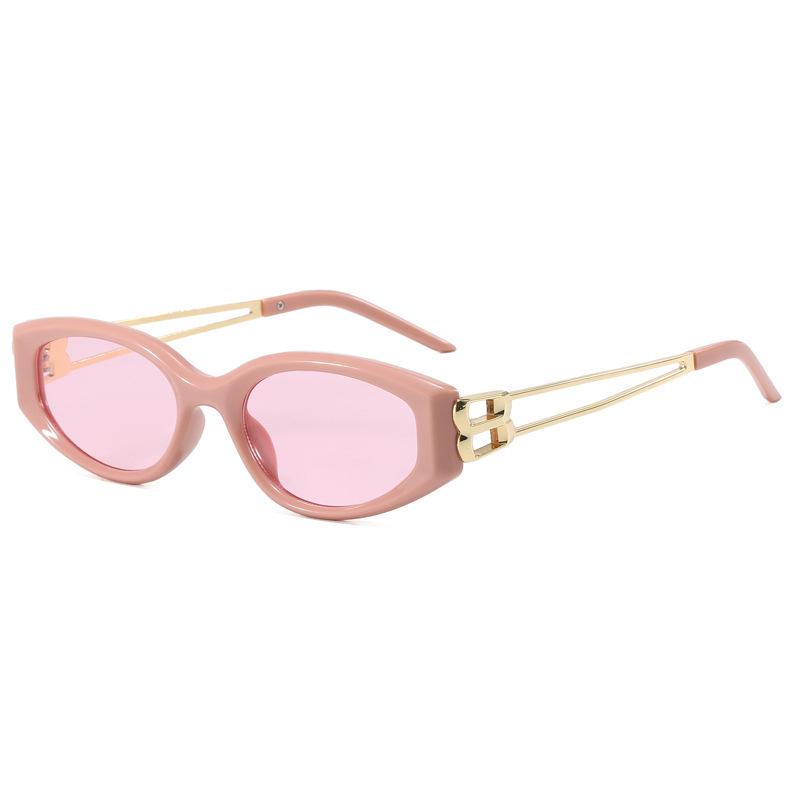 Korean-Style Oval Frame Sunglasses - Trendy UV-Protection Eyewear Inspired by European & American Influencers