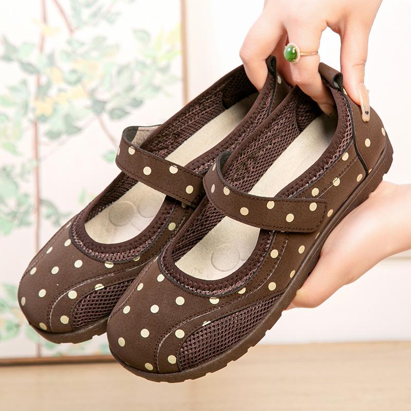 Women's Breathable Mesh Shoes with Perforations, Anti-slip Soft Sole, Casual Single Shoes