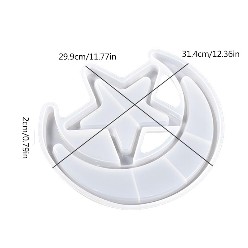 Moon Star Tray Resin Mold Silicone Crescent Mold Jewelry Storage Plate Mold for DIY Trinket Container Resin Crafts