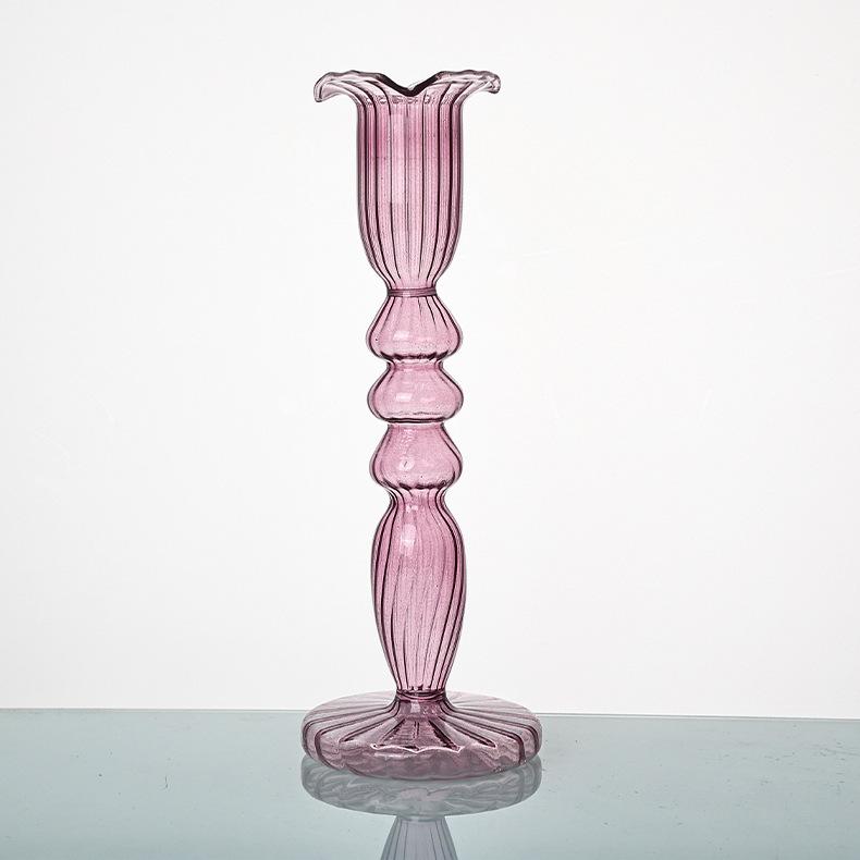 Home Living Room in Nordic Retro Minimalist Creative Western Food Western-style Threaded Glass Candle Holder (as the picture,Medium)