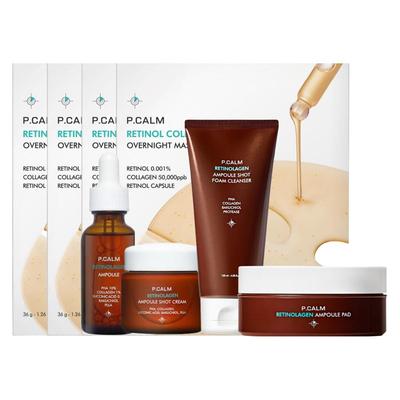 Retinolagen All-In-One Pore Refining Set (Ampoule, Cream, Toner Pad, Cleanser, Gel Mask), Firming & Elasticity Routine Kit