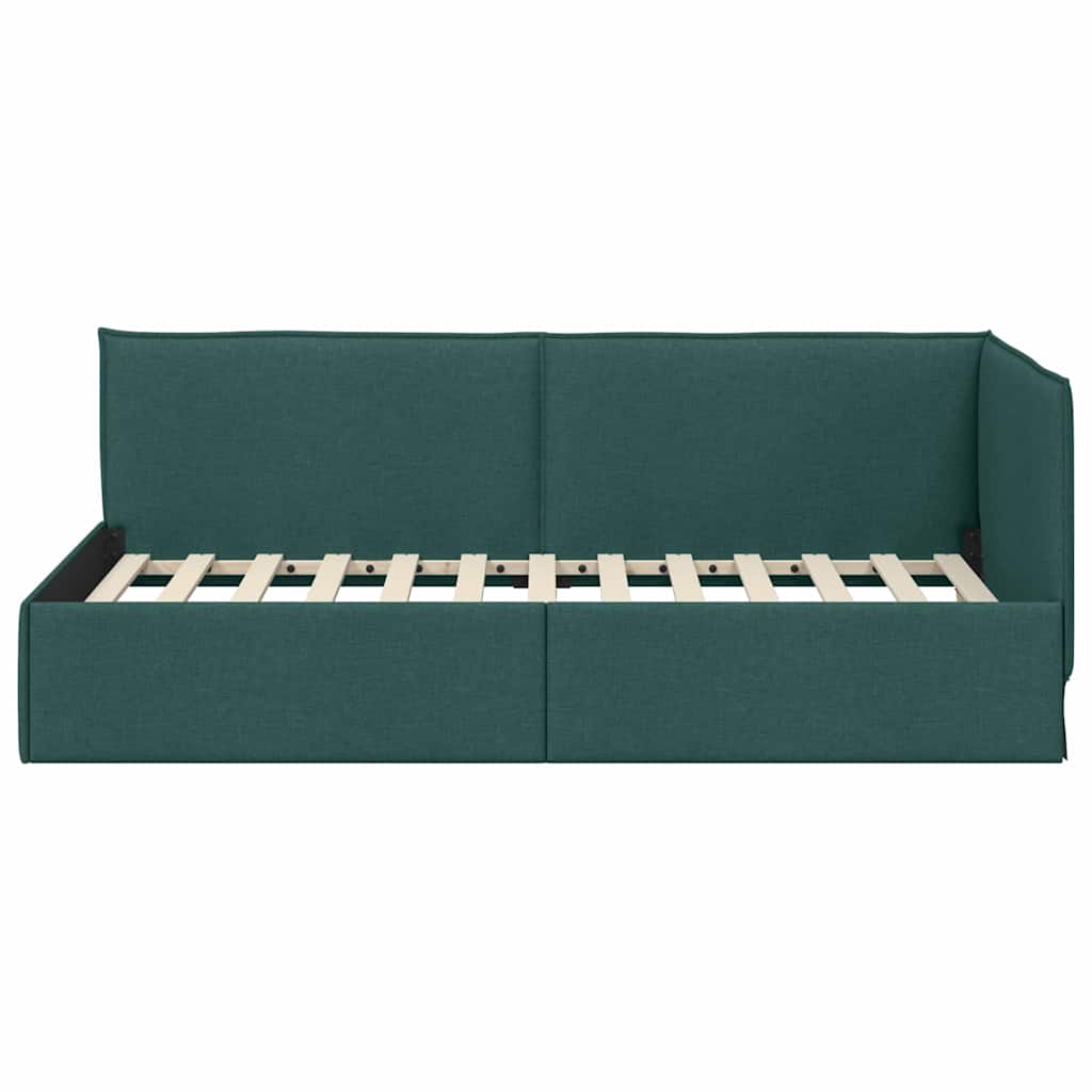 Corner Bed Frame with Headboard Dark Green 80 X 200 Cm Fabric