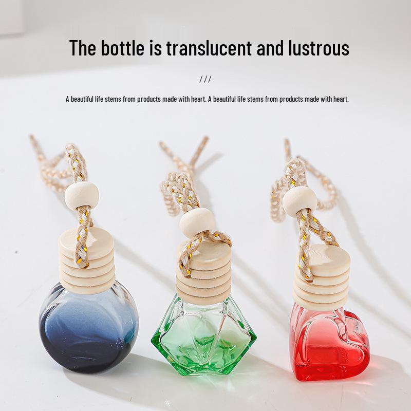 Gradient Car Air Freshener Glass Pendant, Transparent Aroma Diffuser Bottle, Empty for Fragrance 