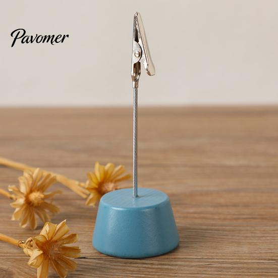 Place Card Holder Wood with Metal Clip, Small Table Number Name Sign Waterproof Wooden Clip Holder, Memo Note Photo Stand for Wedding Party Restaurant