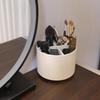 360° Rotatable Leather Makeup Brush Holder - Divided Cosmetic Organizer for Vanity Desk