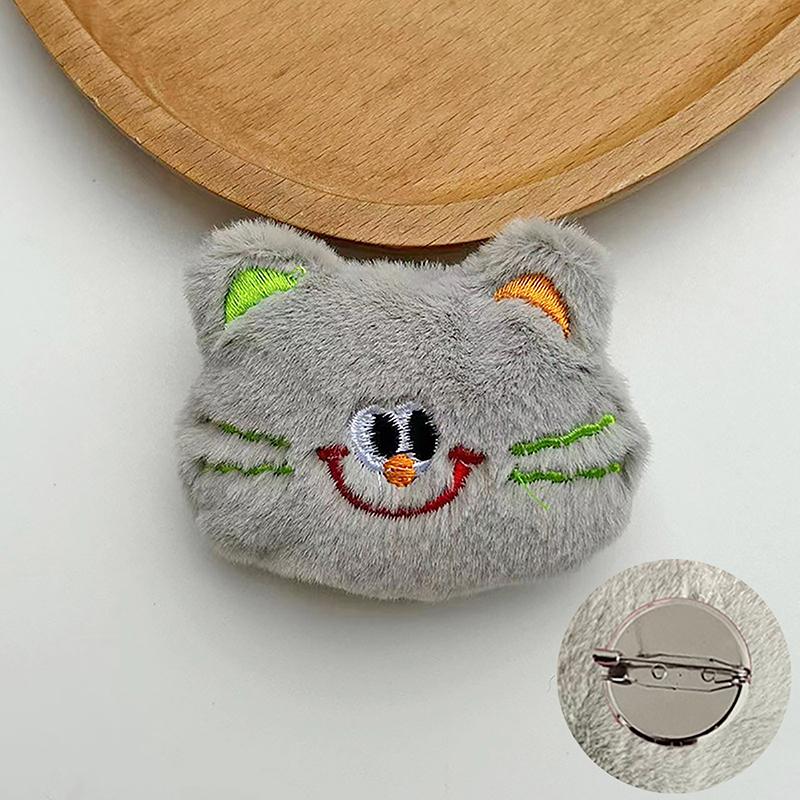 Cute Cat Plush Doll Brooch Fluffy Soft Stuffed Clothes Badge Pins Backpacks Decoration Accessories