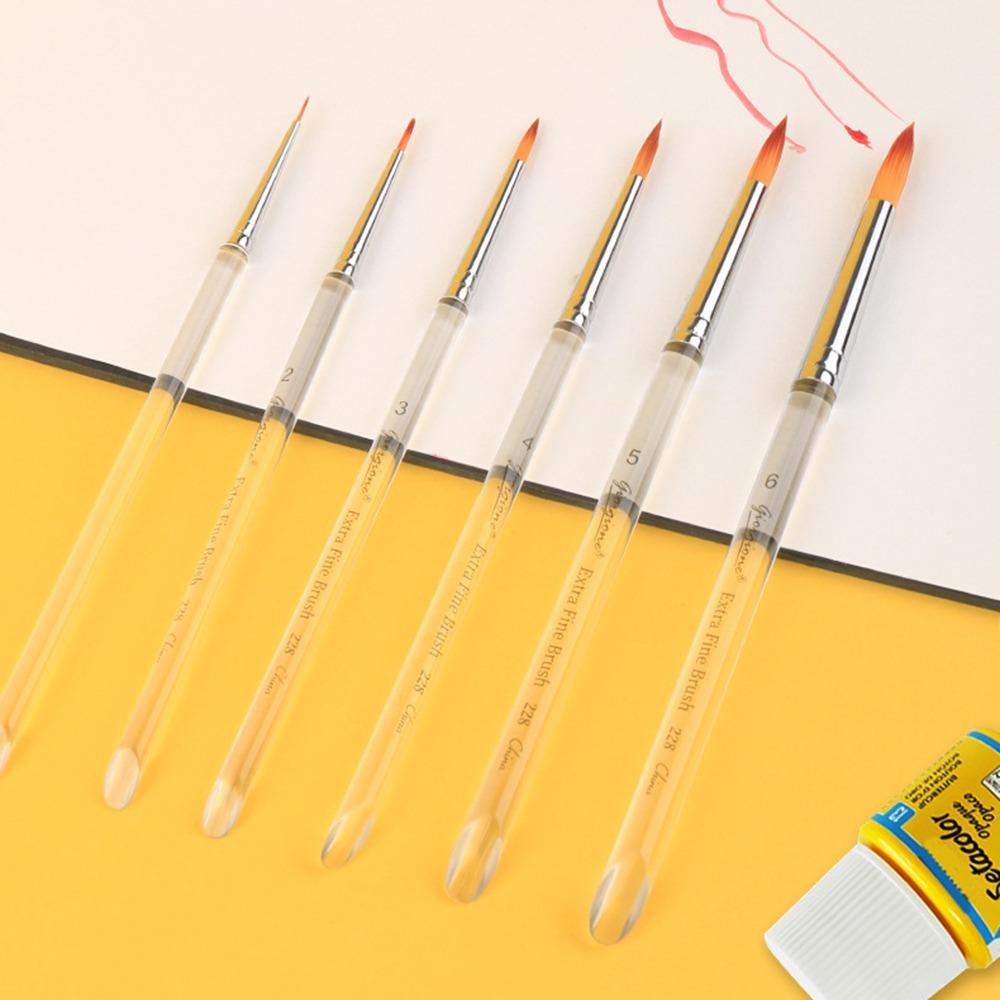 

6pcs Soft Hair Painting Brush Set Transparent Handle Art Paint Brushes Child