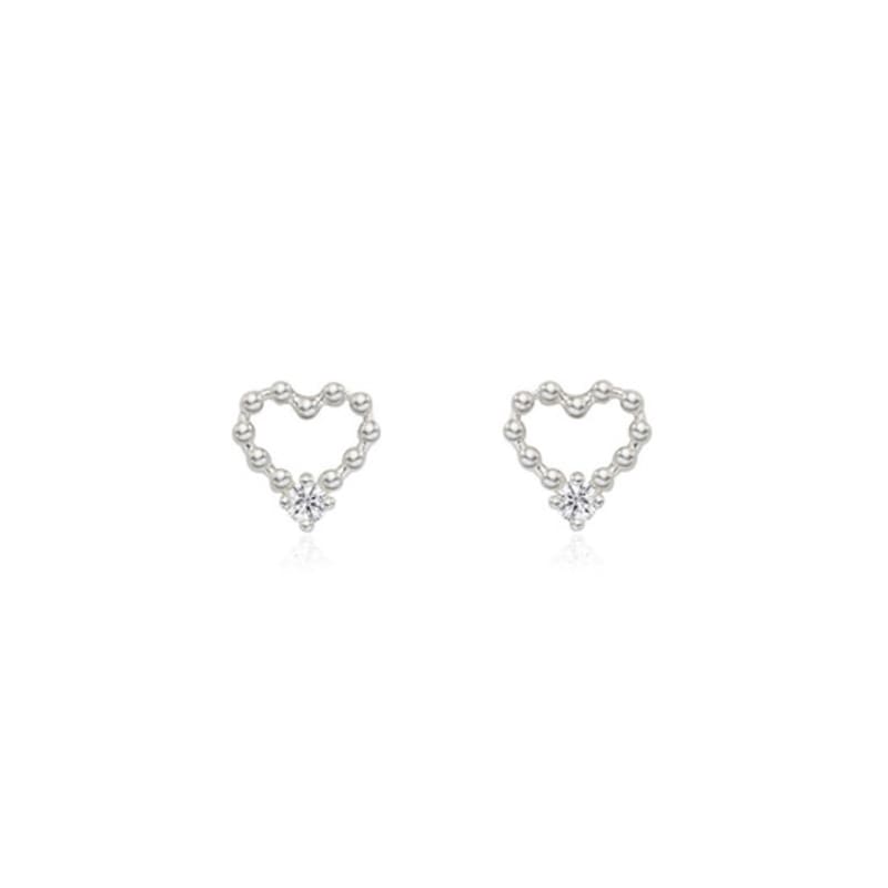 

eenie beenie silver ball heart earrings white