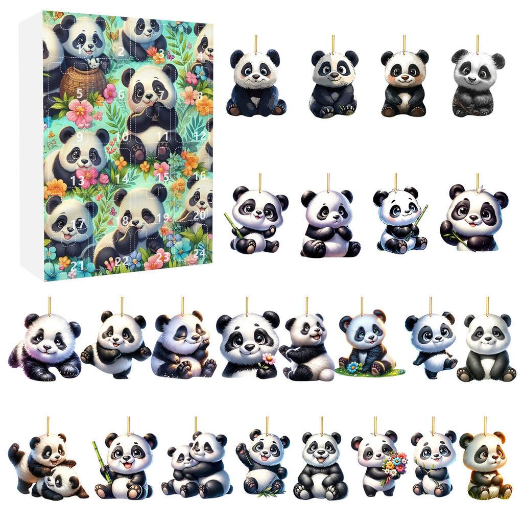 

Panda Christmas Countdown Calendar With 24 Acrylic Christmas Ornaments For Party And Home Decor Style K