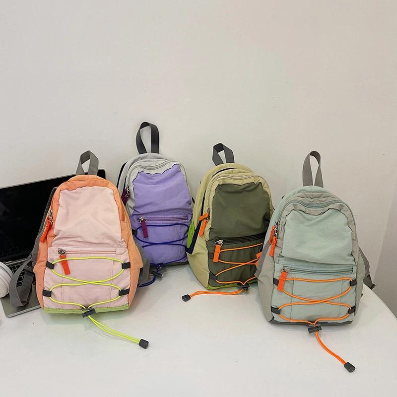 Nylon-Taschen mit Reißverschluss für Damen modische Pendel-Rucksäcke kontrastierende Farben exquisit und vielseitig