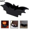 1PC Halloween Bat Makeup Brush Holder Gothic Wooden Storage Box Crystal Display Holder Cosmetics Jewelry Storage Tray Home Party