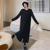 Long Sleeve Plus Size  Black Vintage New In Dresses for Women Casual Loose Spring Autumn Winter Dress