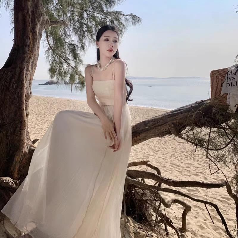 Chiffon Mesh Slim Waist Suspender Long Skirt - 2024 Style Women's Fashion