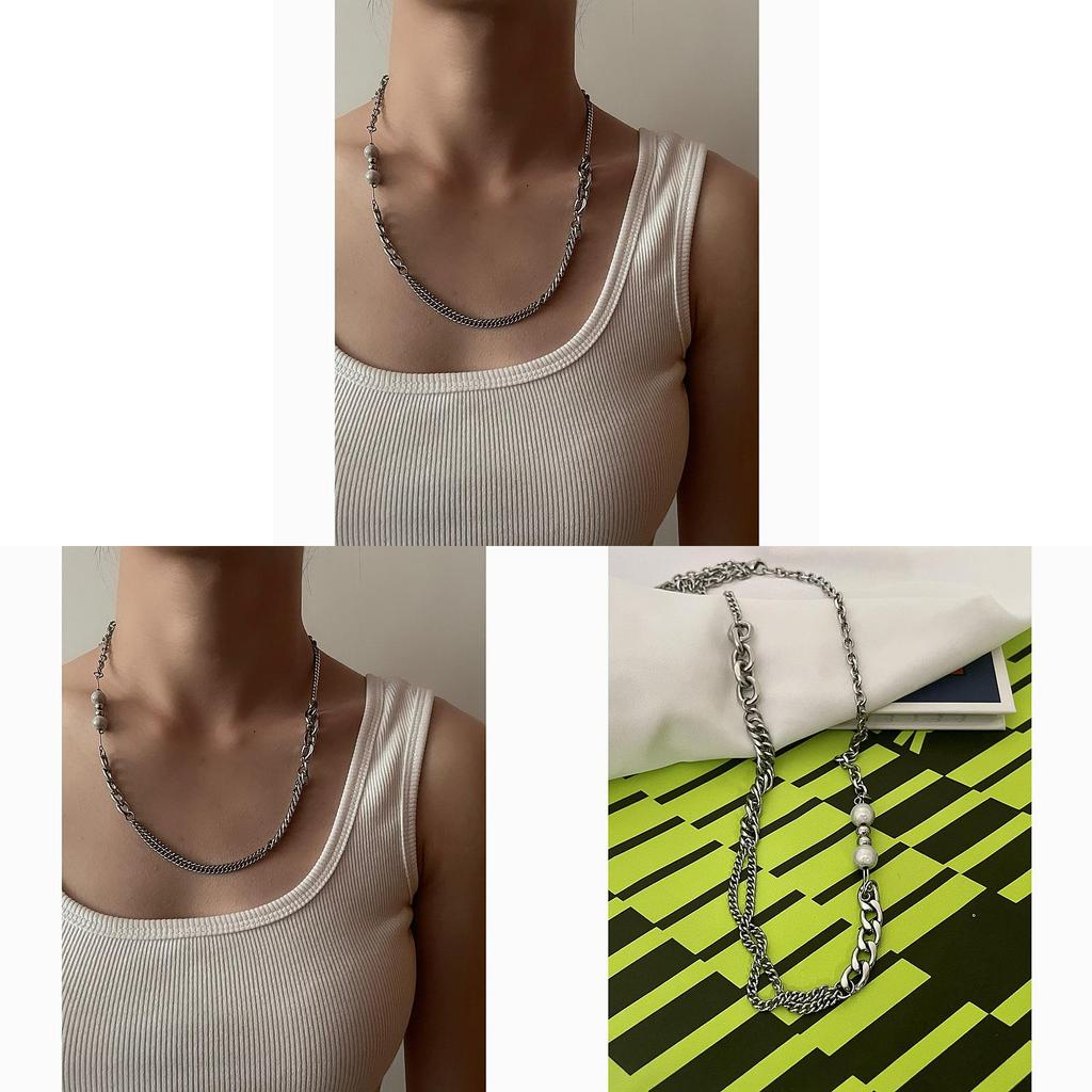 Reflective Bead Pendant Chain With Pearl Details For Men And Women Streetwear Accessories