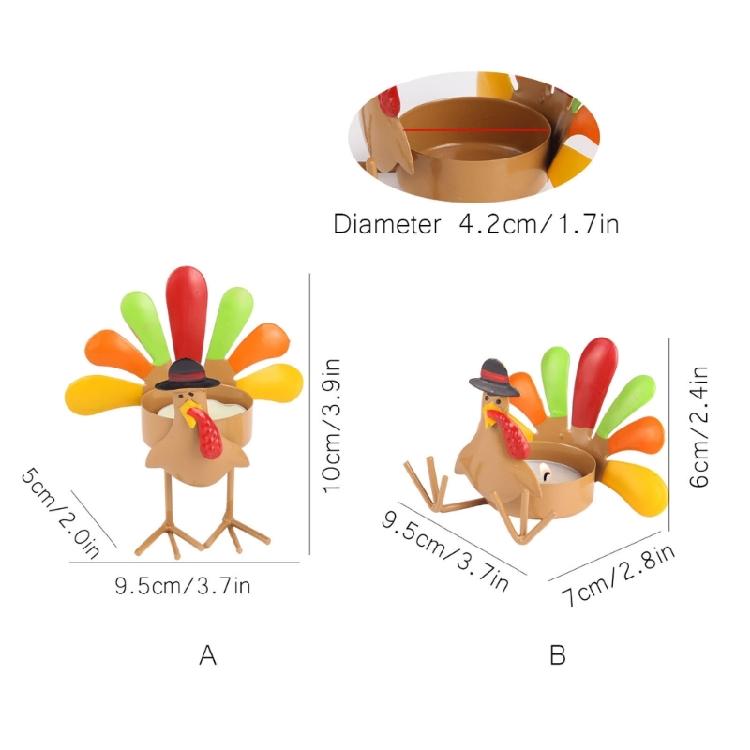 Thanksgiving Turkey Tea Light Candle Holder for Fall Thanksgiving Table Home