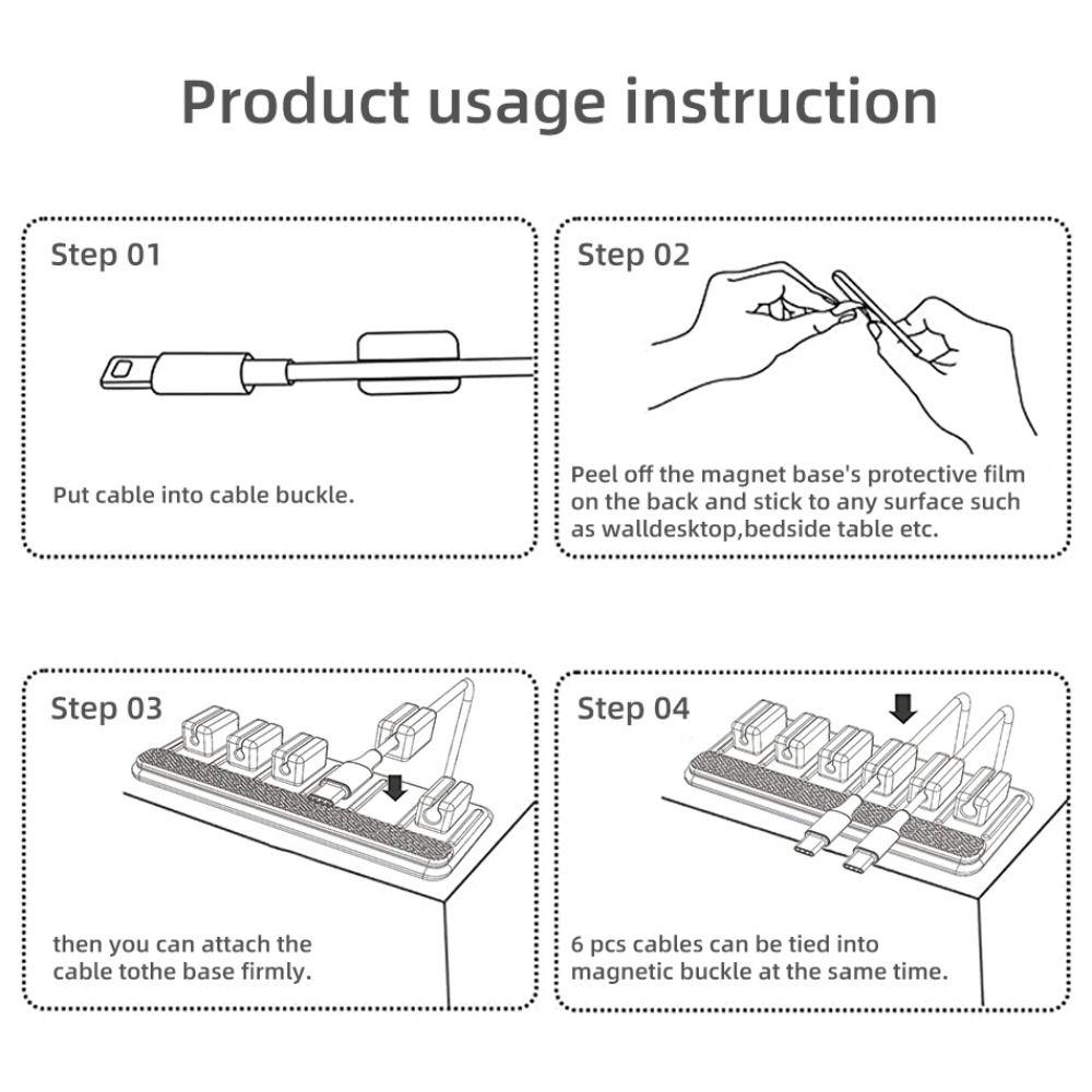 5 Clips Desk Cable Organizer Self-Adhesive Fixed Cord Winder Row Universal Charging Line Holder