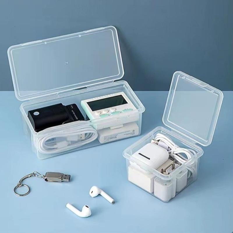 1pc Data Cable Storage Box with Lid, Charger, USB Flash Drive, Headphone Storage Container, Miscellaneous Sorting Box