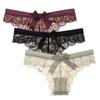 3 Pcs/Lot Women's Lace Bow Thongs Sexy Low Waist Panties Underpants