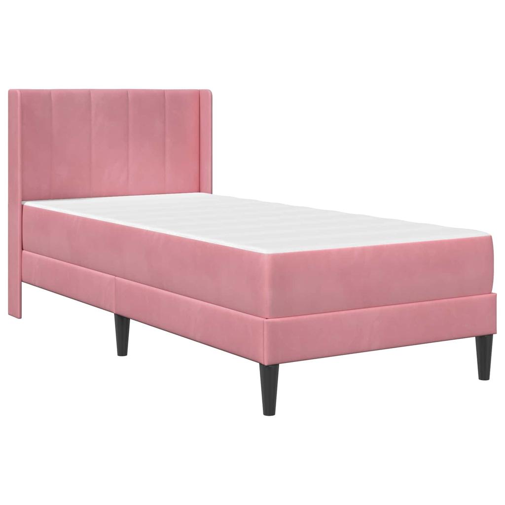 Bed Frame with Mattress and Headboard Pink 80 x 200 cm Velvet