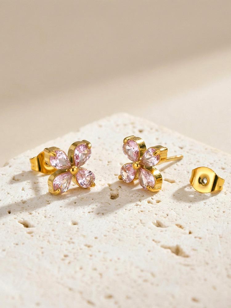 Edelstahl Zirkonia Kleeblatt Blume Ohrstecker für Damen Knorpel Ohrpiercing Schmuck Aros
