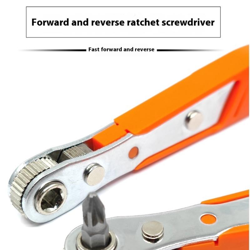 36 Teeth Right Angle Magnetic Tip Ratcheting Screwdriver with L Shape Socket Wrench and Bits Set For Tight Space Repairs