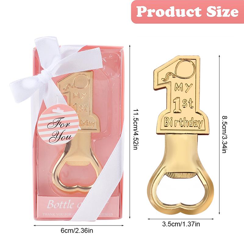 1st Birthday Gold Bottle Opener Gifts for Guest Boy Girl One Year Birthday Party Decoration Souvenir Baby Shower Favors Supply