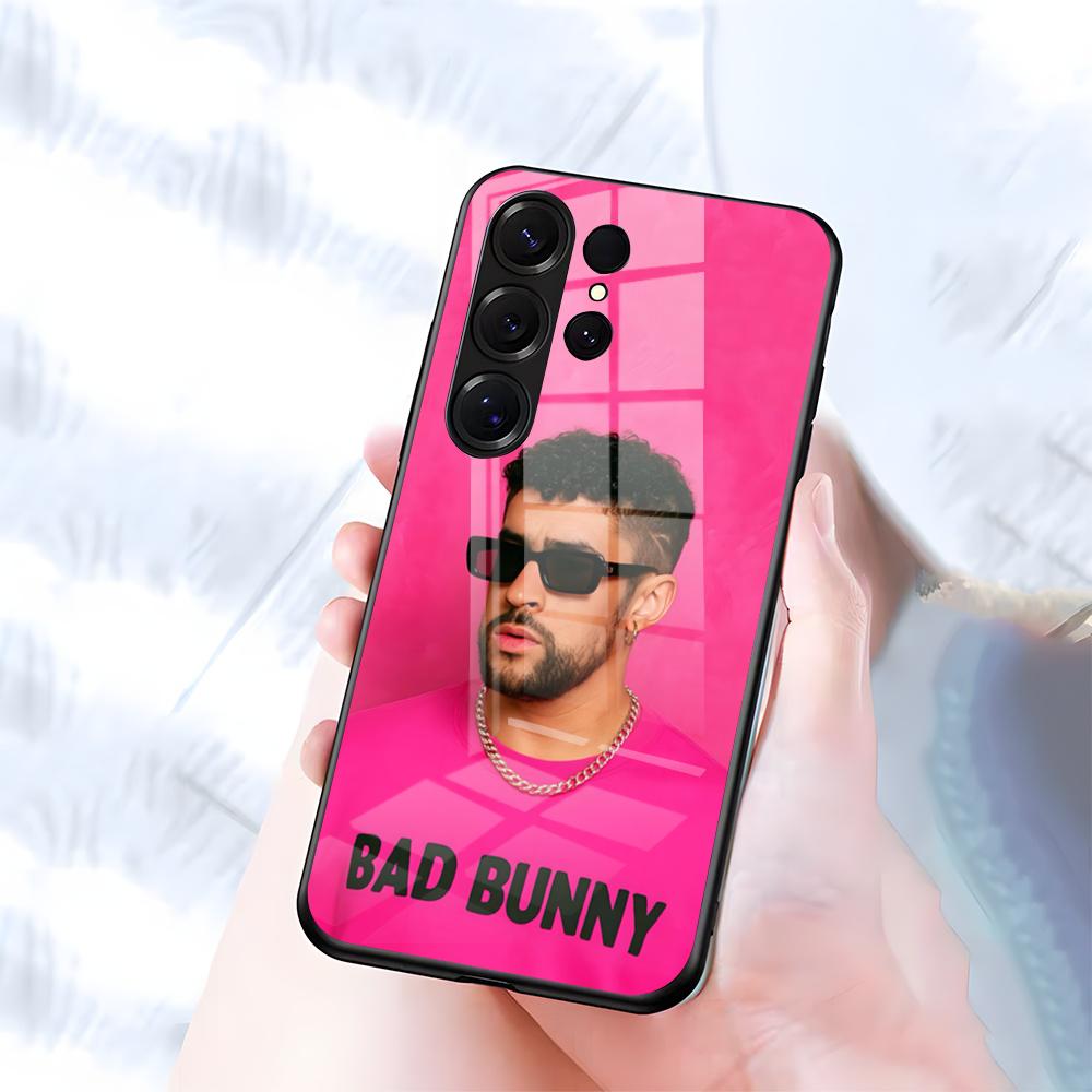

Чехол для телефона singer B-Bad Bunny для Samsung S26 S25 S24 FE S23 S22 S21 Plus S20 Ultra Note20Ultra Черное стеклянное покрытие Galaxy S23 plus