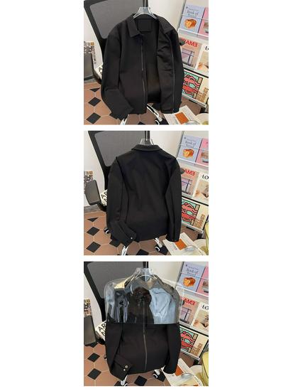 American Style Spring/Autumn Breathable Casual Jacket - Pure Color, Long-Sleeved, Loose Fit Fashion Top